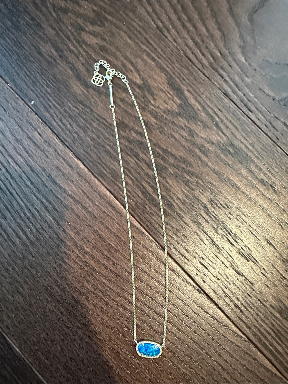 Kendra Scott Blue Druzy Bar Necklace